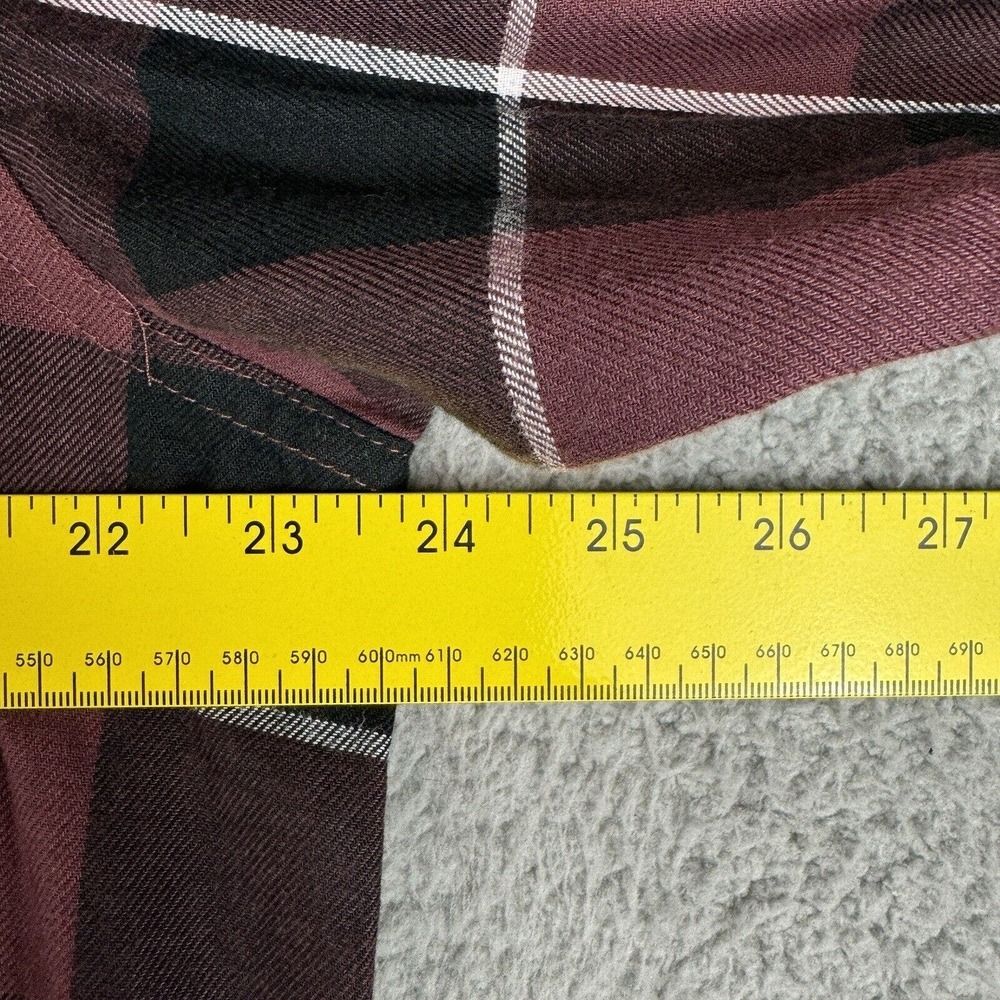 Wrangler ATG Flannel Shirt Mens Large Red Maroon Plaid Regular Fit Long Sleeve - Picture 11 of 14